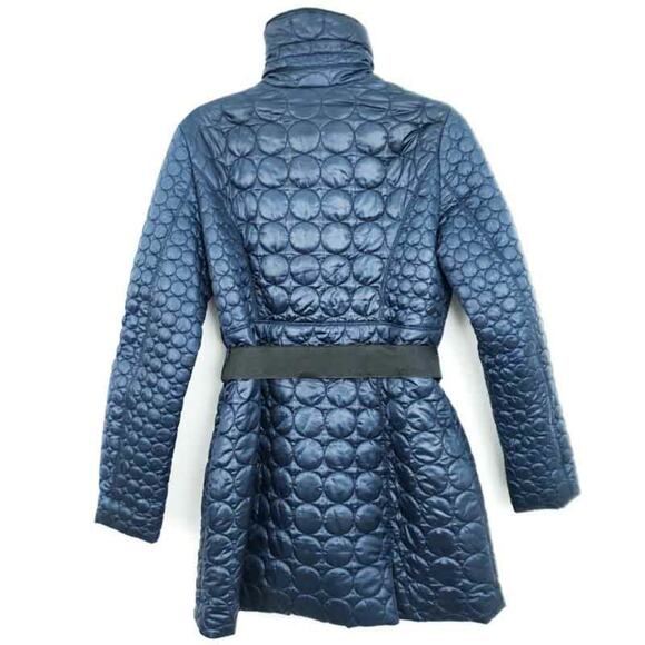 Laundry Shelli Segal Puffer Coat Belted Mid-Length Navy Blue Women Medium - Picture 2 of 7